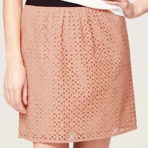 Ann Taylor Loft 100% Cotton Eyelet Skirt Blush Pink Sz 4